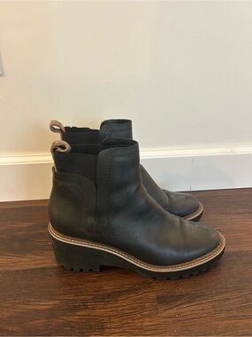 Dolce Vita Black Leather Platform Chelsea Booties
